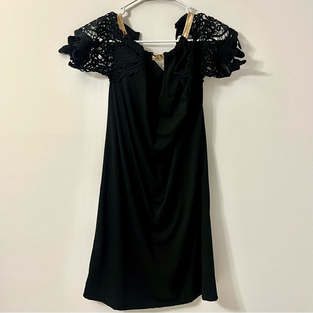 MISSLOOK Black Dress with Gold Accent Lace Cocktail Party Women’s size XL